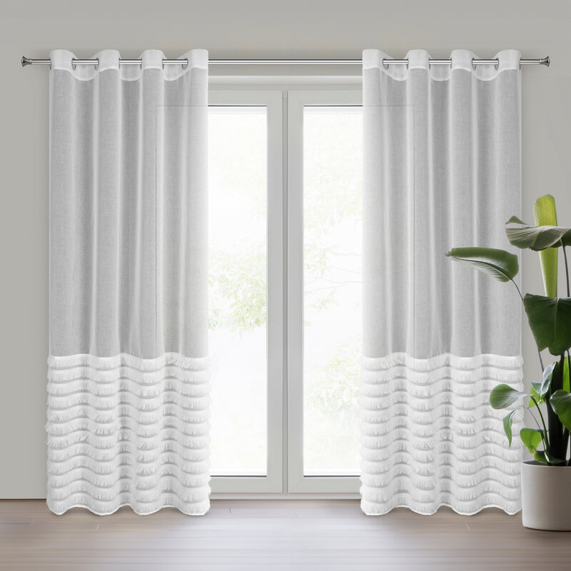 Firana gotowa biała 140 x 250 cm – rozjaśnia wnętrze