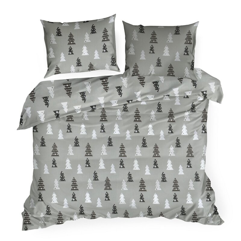 Pościel flanelowa Lenon stalowa 160x200 cm – 100% bawełna