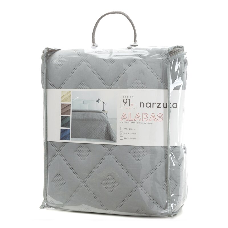 Narzuta Alara6 srebrna 200 x 220 cm – dodaje blasku sypialni