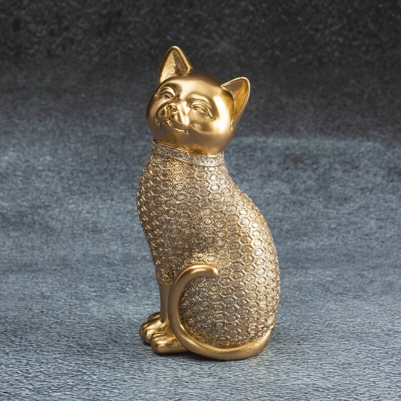 Figurka dekoracyjna kot Haris złota 6 X 7 X 15 CM – urocza ozdoba domu
