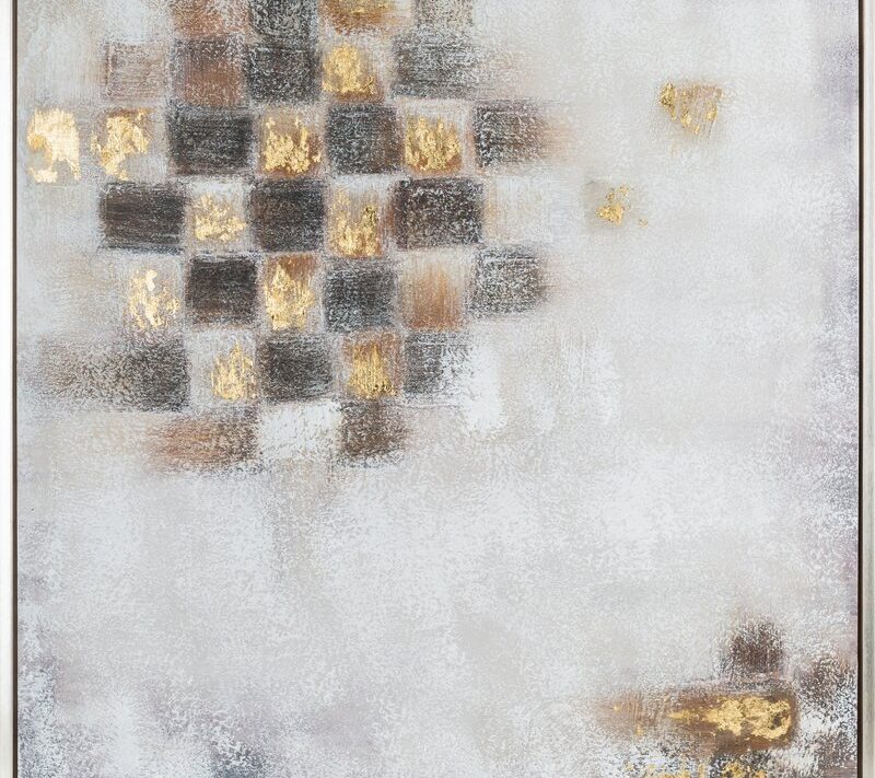 Obraz ręcznie malowany geometryczny biały 80 X 80 cm – nowoczesny wystrój wnętrz