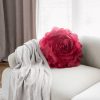 Poszewka dekoracyjna Flores bordowa Ø 40 cm – welwetowy kwiat 3D