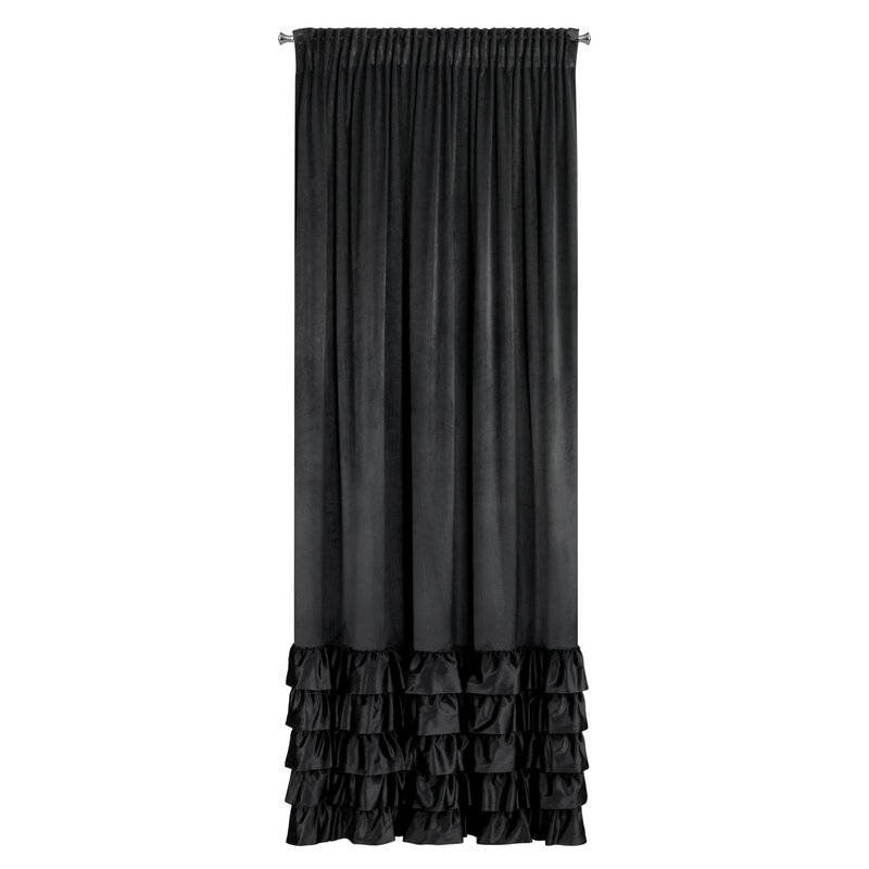 Zasłona gotowa DANI z falbanami czarna 140 X 250 cm – do sypialni i salonu