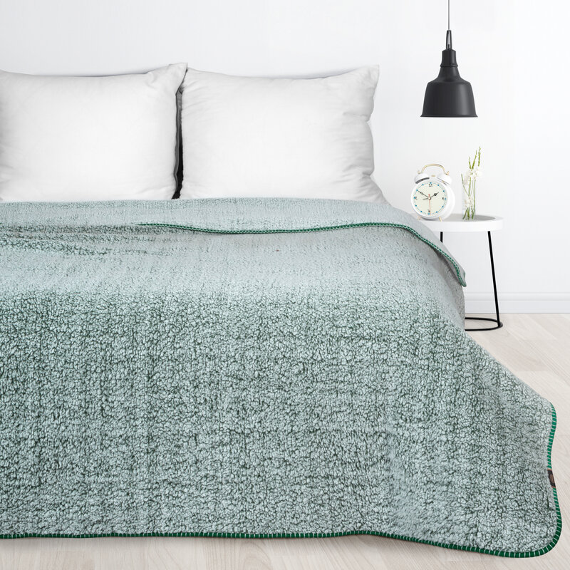 Koc flanelowy zielony 200 x 220 cm – dodaje przytulności