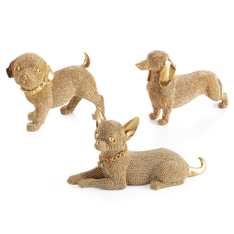 Figurka ceramiczna Eldo złota 19 X 6 X 12 CM – ceramiczny jamnik