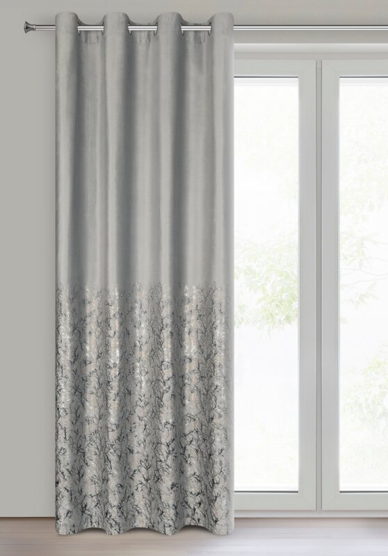 Zasłona gotowa srebrna 140 x 250 cm – zaciemniająca welwet