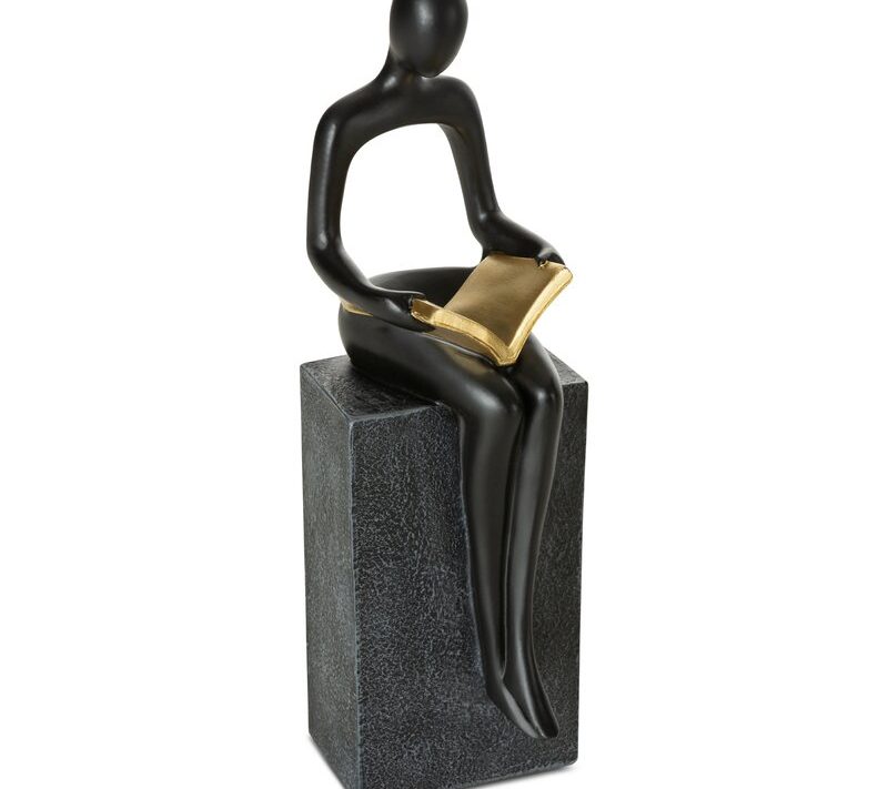 Figurka dekoracyjna RICO (01) czarna 9 X 10 X 28 cm – do gabinetu i salonu