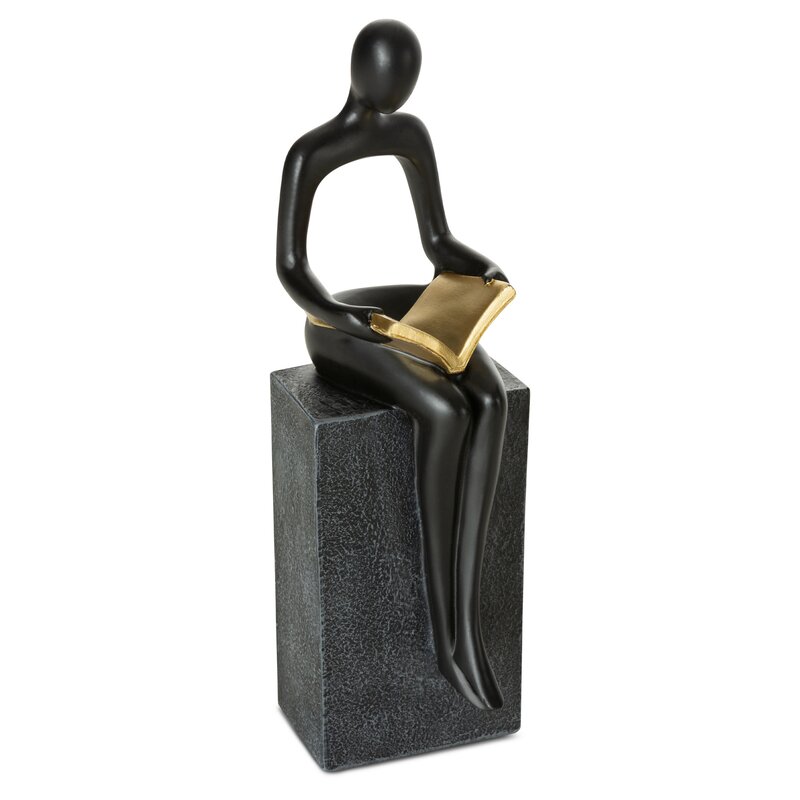 Figurka dekoracyjna RICO (01) czarna 9 X 10 X 28 cm – do gabinetu i salonu