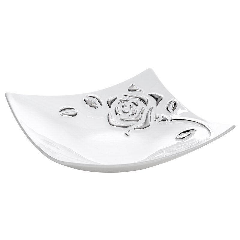 Misa dekoracyjna Flores biała 28 x 28 x 9 cm – do salonu i przedpokoju