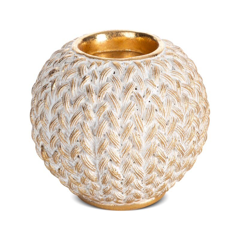 Świecznik ceramiczny MOLI złoty O 11 x 9 cm – tworzy nastrój