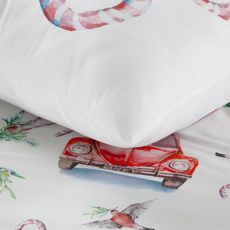 Komplet pościeli świątecznej Candy biała 160 X 200 cm – dla świątecznej atmosfery