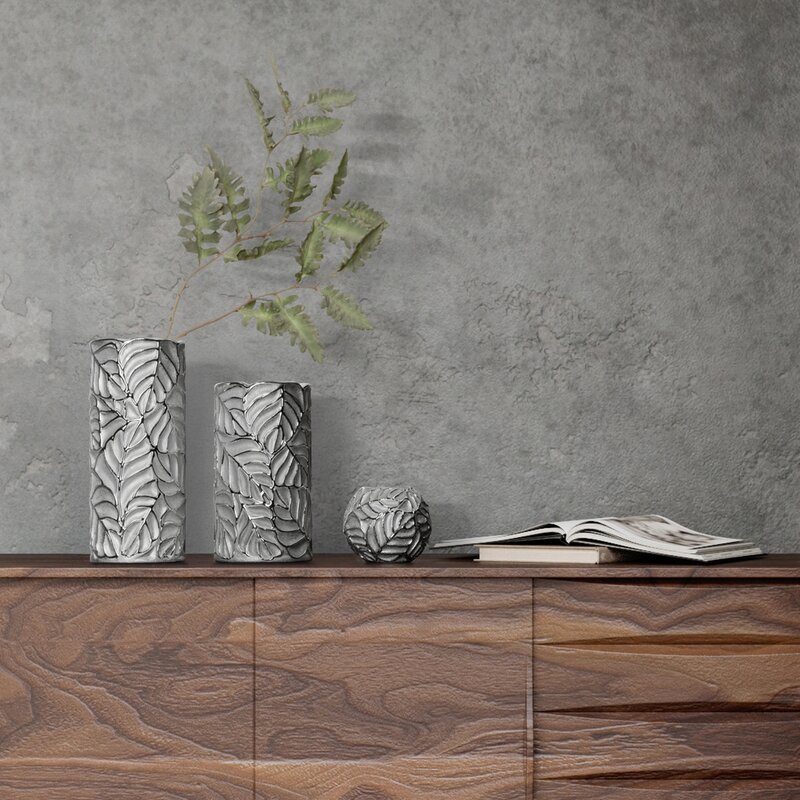 Wazon ceramiczny Miriam srebrny 11 X 11 X 20 CM – na komodę w salonie