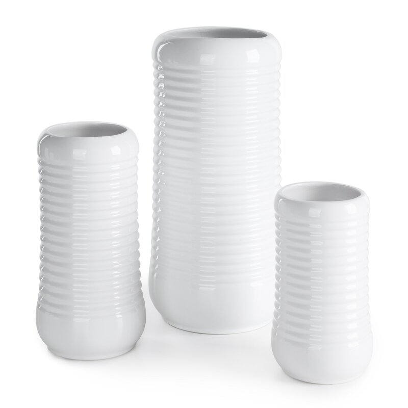 Wazon ceramiczny Jason biały 16 x 16 x 34 cm – na susze i kwiaty