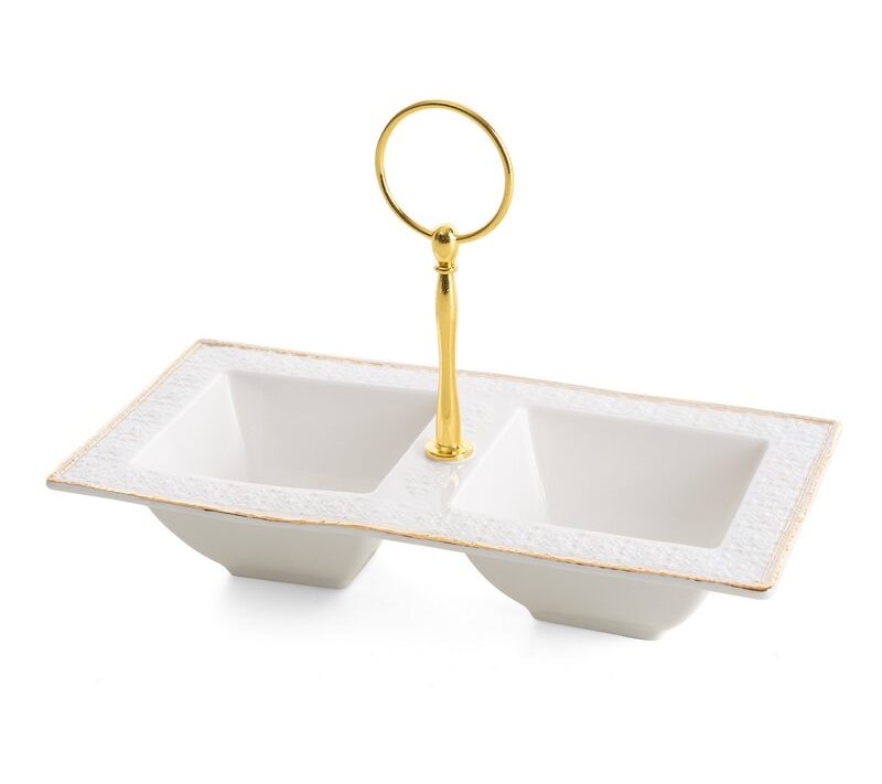 Naczynie dekoracyjne Olivia białe 23 x 13 x 16 cm – do serwowania przekąsek