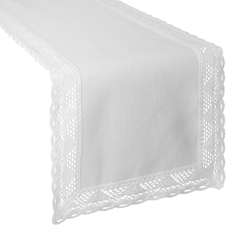 Obrus haftowany Nataly biały 40 x 140 cm – doda szyku Twojemu stołowi