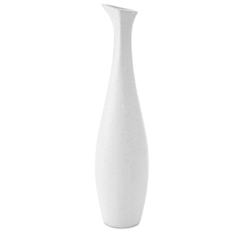 Wazon ceramiczny Riso biały fi 15 x 60 cm – na susze i kwiaty