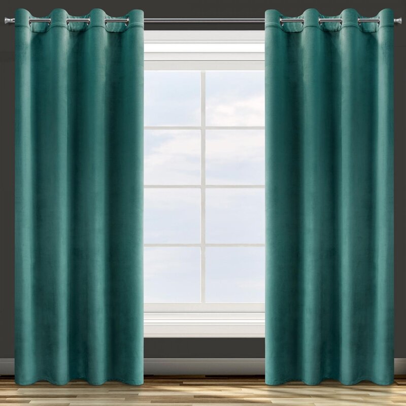 Zasłona gotowa turkusowa 140 x 250 cm – zaciemnia pomieszczenie