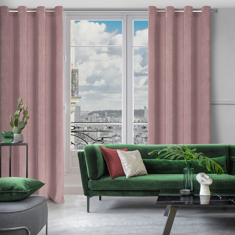 Zasłona gotowa Eliza pudrowy róż 140 X 250 CM – welwetowa miękkość