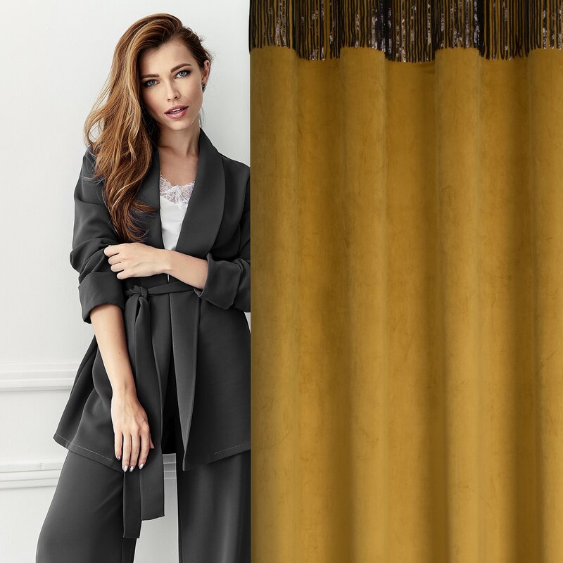 Zasłona gotowa Jasper złota 140 X 250 cm – welwetowa z cekinami