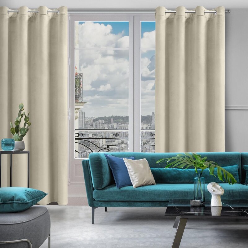 Zasłona gotowa D91 beżowa 140 x 250 cm – tworzy półmrok