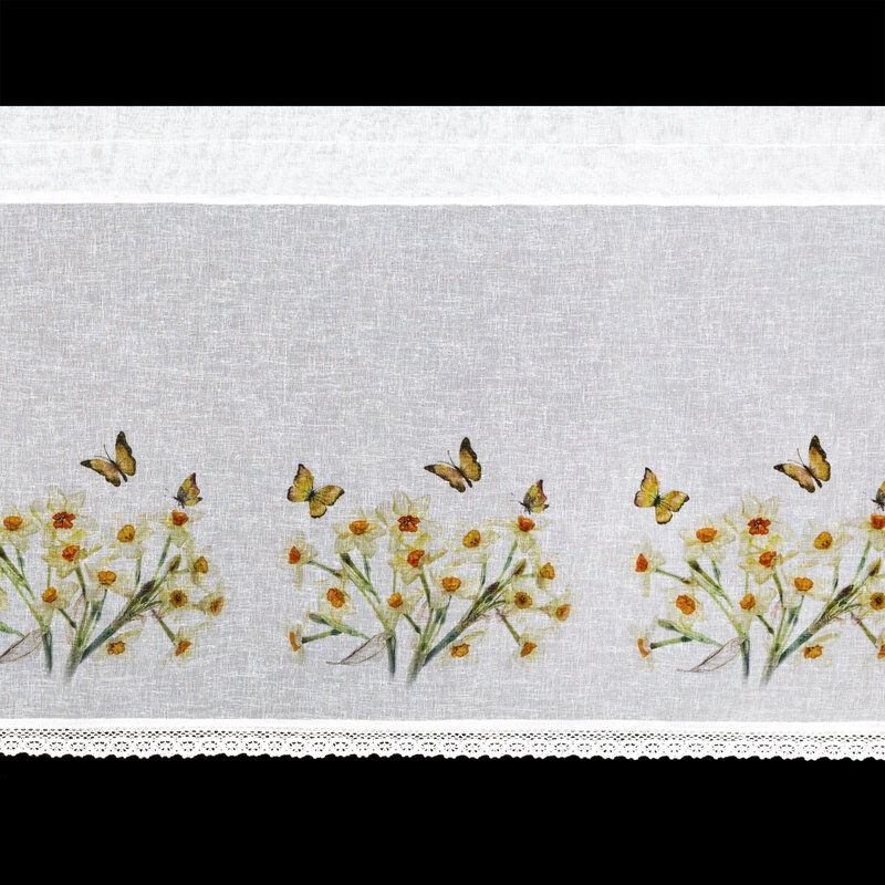 Firana gotowa Flora biały 150 x 60 cm – doda uroku kuchni