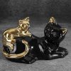 Figurka ceramiczna Cat czarna 20 x 11 x 12 cm – elegancki dodatek