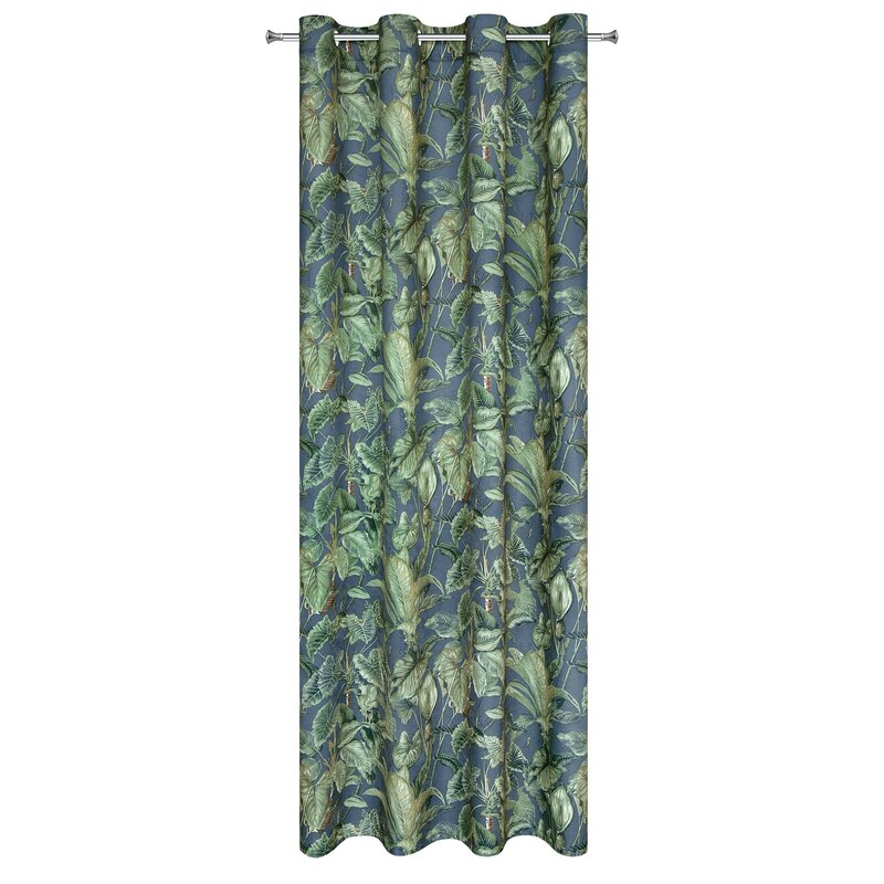 Zasłona gotowa Klara zielona 140 X 250 cm – welwetowy wzór liści