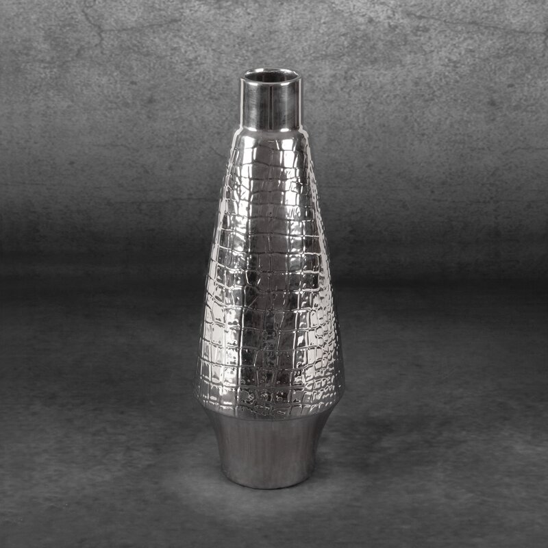 Wazon ceramiczny Erna srebrny fi 14 x 39 cm – idealny na kwiaty