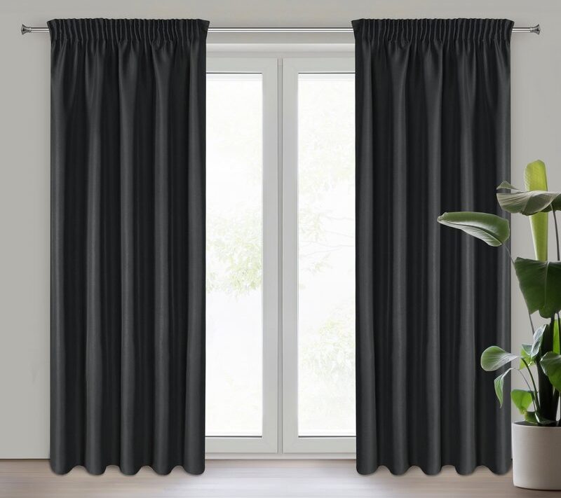 Zasłona gotowa Rita czarna 140 X 270 cm – zapewnia prywatność