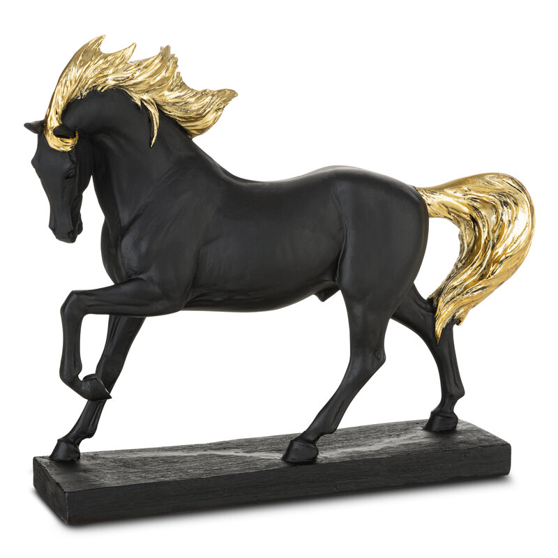 Figurka ceramiczna HORSI czarna 26 X 7 X 22 CM – do salonu i gabinetu