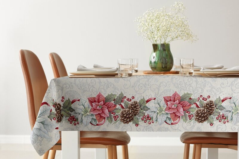 Obrus gobelinowy srebrzysty 45x140 cm – z metaliczną nicią