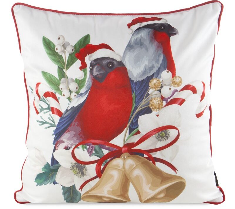 Poszewka świąteczna biała 45 x 45 cm – welwetowa i elegancka