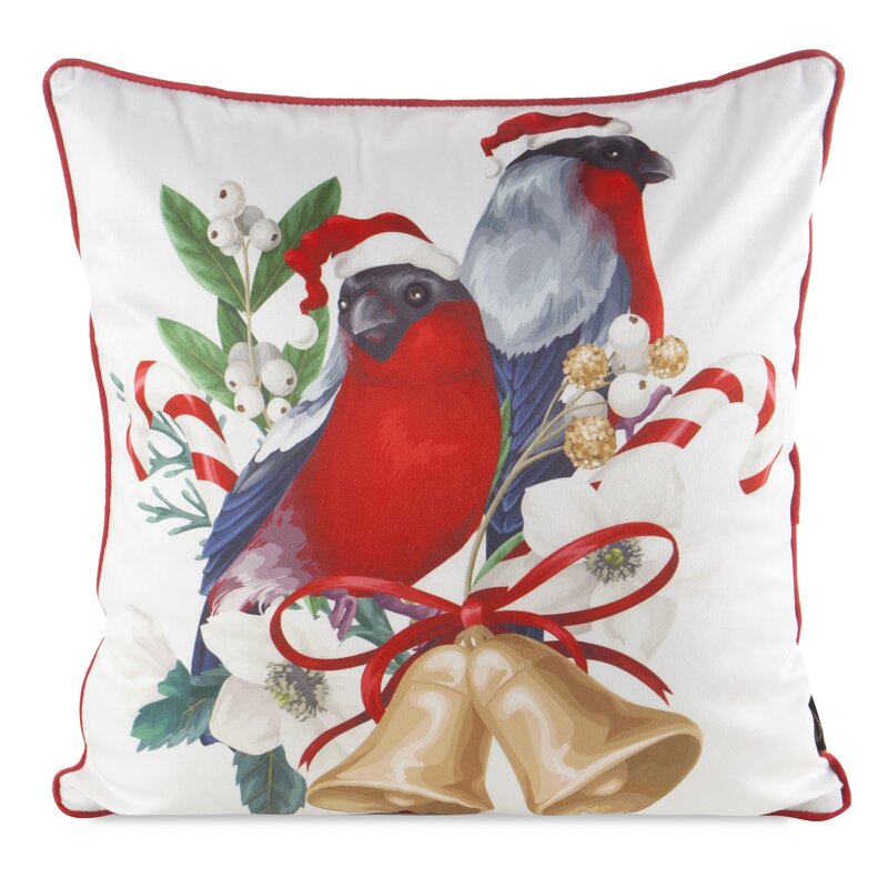 Poszewka świąteczna biała 45 x 45 cm – welwetowa i elegancka