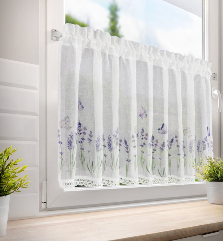 Zazdrostka gotowa Ella biała 150 X 60 cm – z motywem lawendy