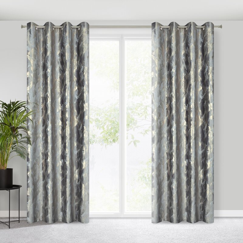 Zasłona gotowa Melody stalowa 140 x 250 cm – zaciemnia pomieszczenie