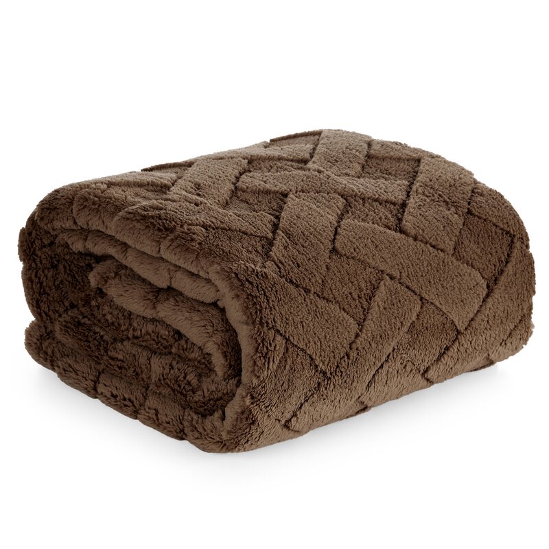 Koc flanelowy D91 CARO ciemnobrązowy 200 x 220 cm – dodaje ciepła