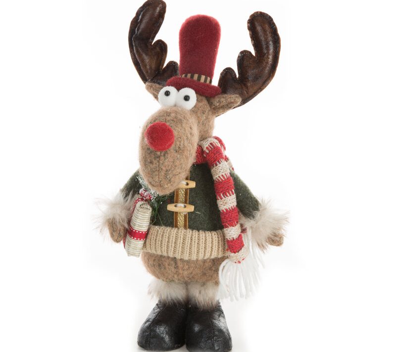 Figurka bożonarodzeniowa Renifer zielony 19 x 17 x 38 cm – świąteczna dekoracja