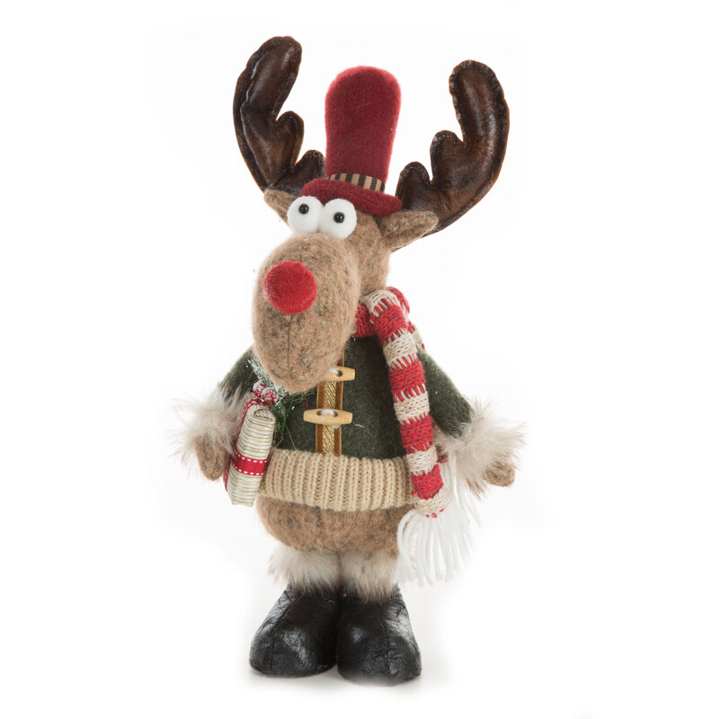 Figurka bożonarodzeniowa Renifer zielony 19 x 17 x 38 cm – świąteczna dekoracja