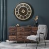 Zegar ścienny industrialny czarny O 76 x 8 cm – stylowy dodatek do wnętrz
