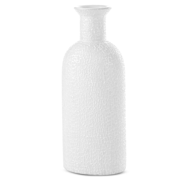 Wazon ceramiczny RISO biały 16 x 11 x 40 cm – na suszone kwiaty