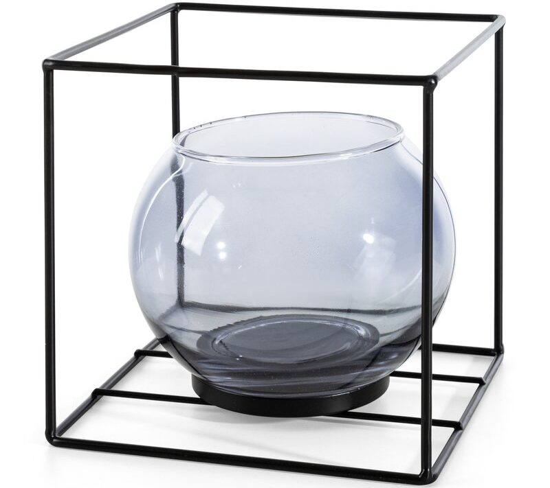 Szkło dekoracyjne czarne 17 x 17 x 17 cm – idealne na świece