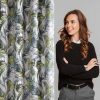 Zasłona gotowa Marila stalowa 140 X 270 CM – z motywem botanicznym