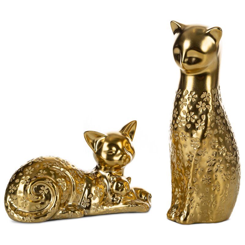 Figurka ceramiczna Kity złota 22 x 9 x 14 cm – doda blasku wnętrzu