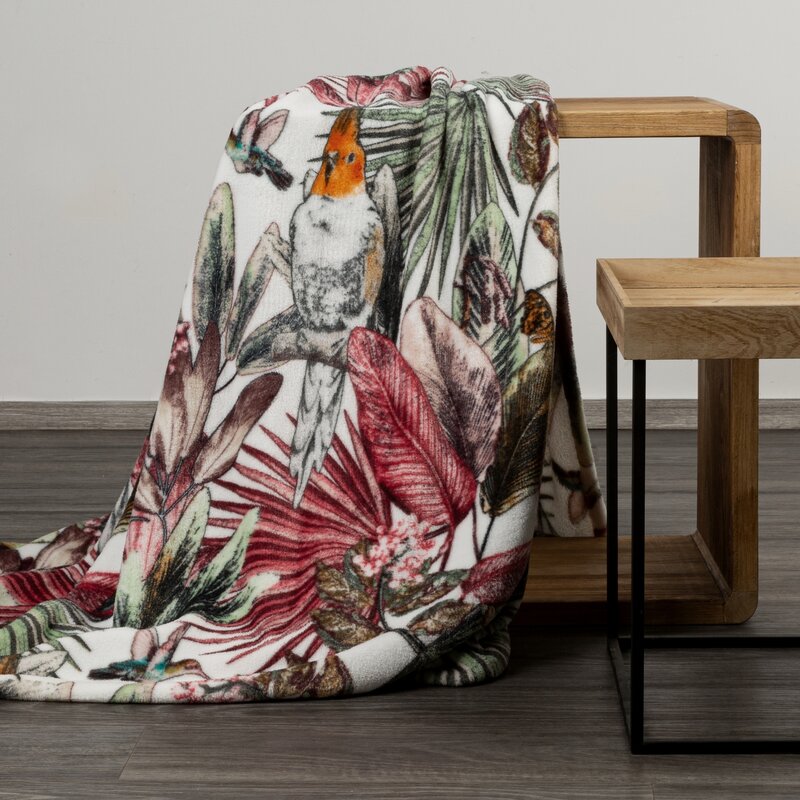 Koc flano D91 Parrot zielony 150 X 200 CM – miękki, egzotyczny wzór
