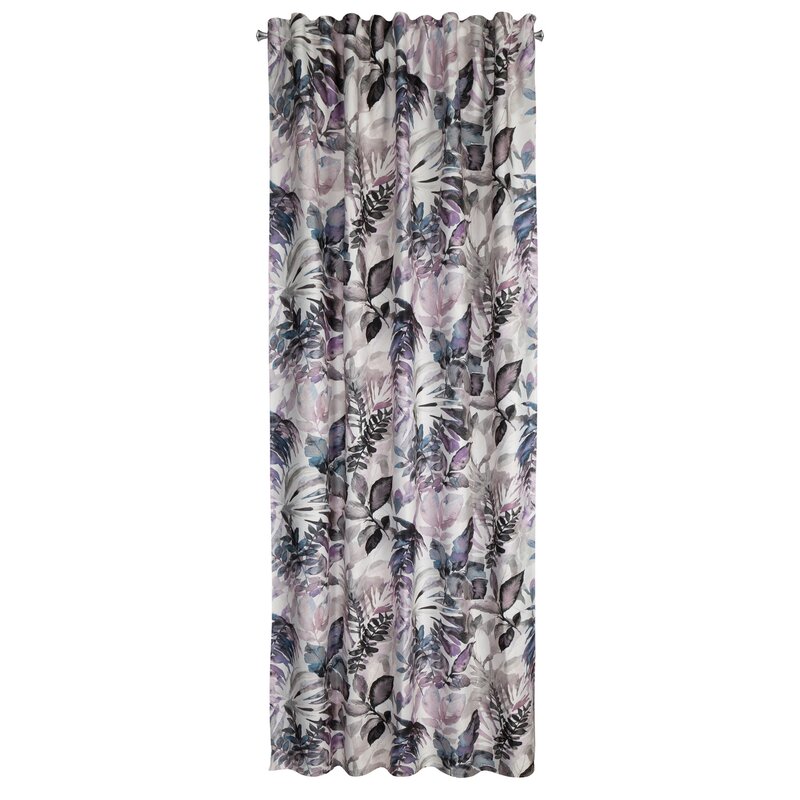 Zasłona gotowa Lilia na taśmie biała 140 X 270 cm – z kwiatowym nadrukiem