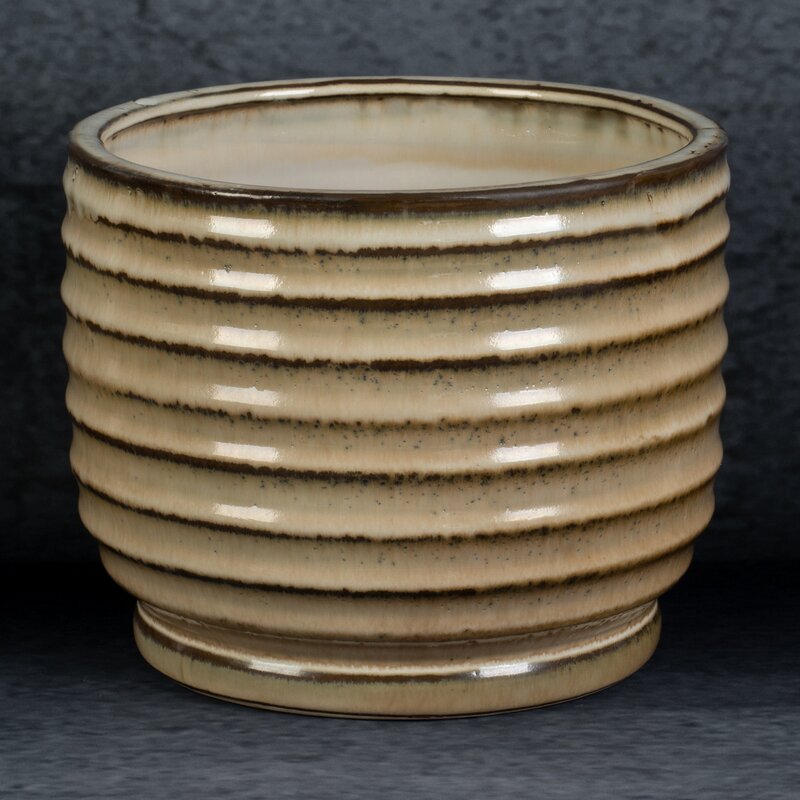Doniczka ceramiczna jasnobrązowa fi 19 x 15 cm – wprowadza ciepło