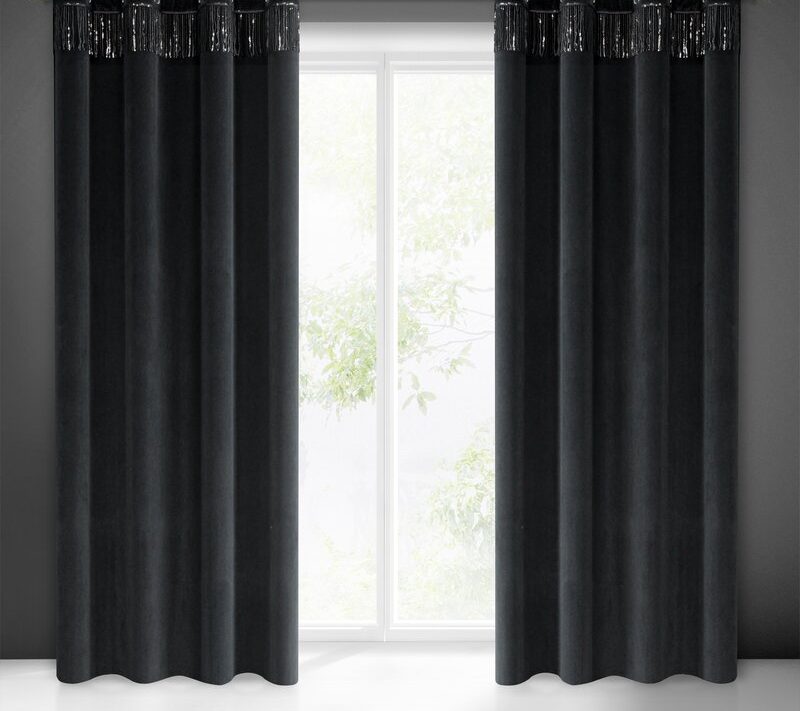 Zasłona gotowa Jasper czarna 140 X 250 CM – welwetowa z cekinami