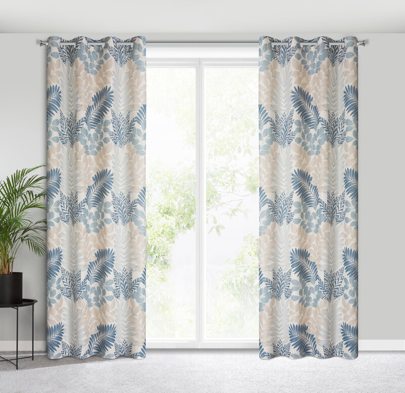 Zasłona gotowa Lenny naturalna 140 X 250 cm – z subtelnym wzorem liści