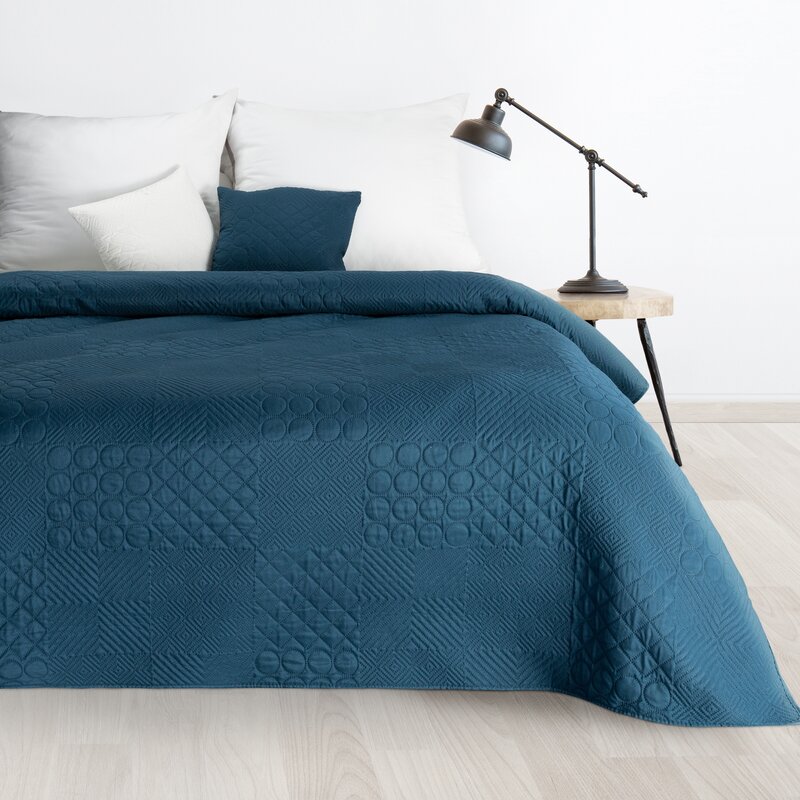 Narzuta microfibra granatowa 170 x 210 cm – dodaje elegancji sypialni