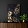 Obraz ręcznie malowany Złote Liście czarny 53 X 73 CM – rozświetla wnętrze